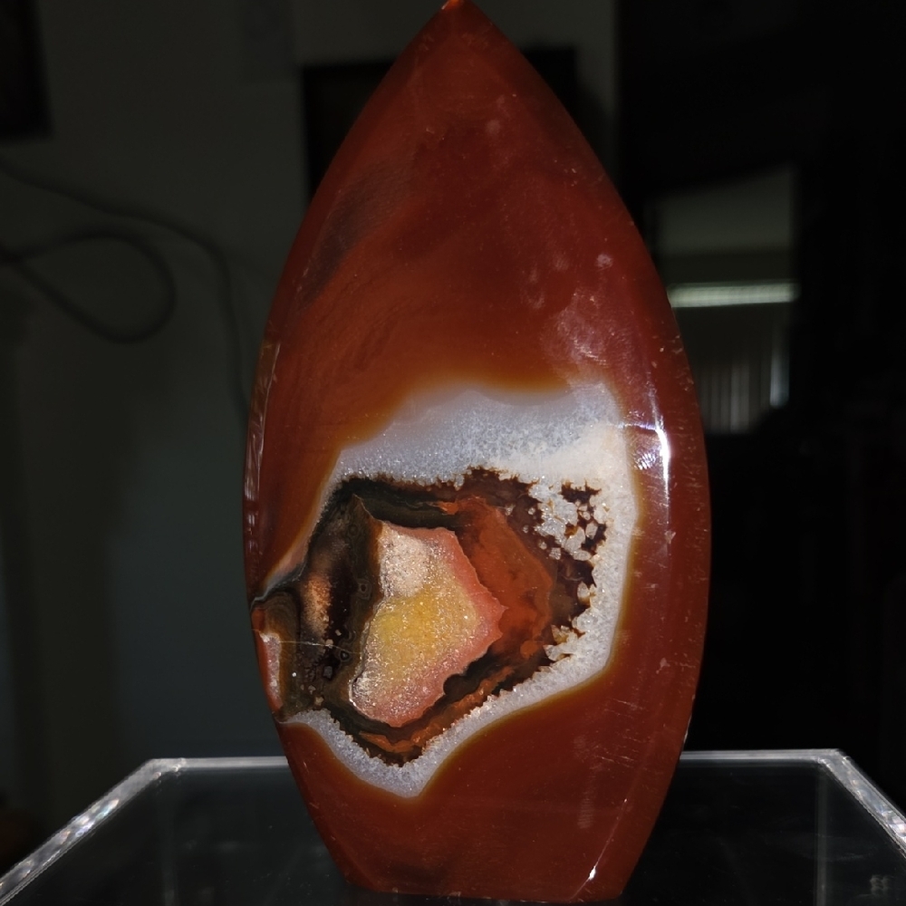 XL Orange Carnelian Druzy Point Flame Standing New